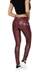 Dámské legíny Hugz Jeans  Wine Faux Leather Biker Mid Waist