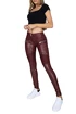 Dámské legíny Hugz Jeans  Wine Faux Leather Biker Mid Waist
