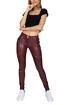 Dámské legíny Hugz Jeans  Wine Faux Leather Biker Mid Waist
