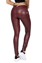 Dámské legíny Hugz Jeans  Wine Faux Leather Biker Mid Waist