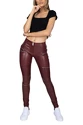 Dámské legíny Hugz Jeans  Wine Faux Leather Biker Mid Waist