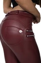 Dámské legíny Hugz Jeans  Wine Faux Leather Biker Mid Waist