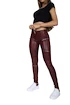 Dámské legíny Hugz Jeans  Wine Faux Leather Biker Mid Waist XS