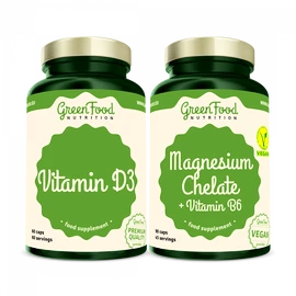 GreenFood Magnesium Chelát + Vitamin B6 90 kapslí + Vitamin D3 60 kapslí