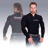 MadMax Kompresní triko s dlouhým rukávem se zipem MSW903 černočervené