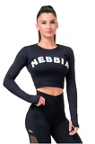 Nebbia Sporty Hero crop top s dlouhým rukávem black