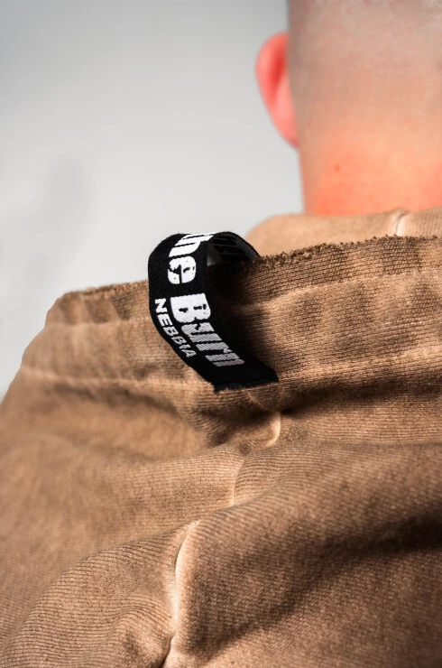 Pánská mikina Nebbia  Washed-off Zip Up Hoodie GYM BRO Light Brown