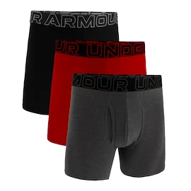Pánské boxerky Under Armour Perf Cotton Solid 6in 3Pack Castlerock Heather