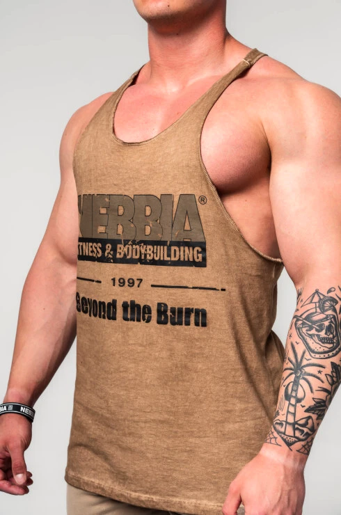 Pánské tílko Nebbia  Washed-off Oversized Stringer MAX OUT 359 Light Brown