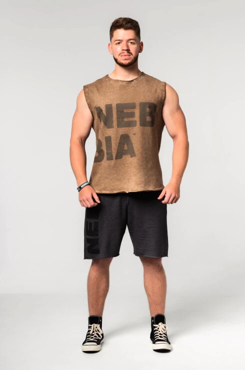 Pánské tílko Nebbia  Washed-off Tank Top BEASTIN' Light Brown