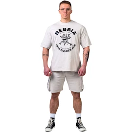 Pánské tričko Nebbia NEBBIA x OLYMPIA Washed Oversized T-Shirt GOLDEN AGE 790 light grey