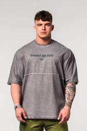 Pánské tričko Nebbia Washed-off Oversized Heavyweight Cotton T-shirt NO SHORTCUTS 369 Light Grey