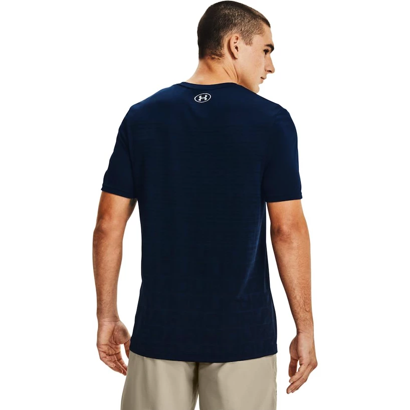 Pánské tričko Under Armour  Seamless Wordmark SS Dark Blue L