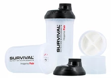 Survival Šejkr transparentní se zásobníky černý 600 ml