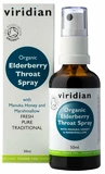 Viridian BIO Elderberry Throat Spray Organic (Sprej při bolesti v krku a kašli Bio) 50 ml